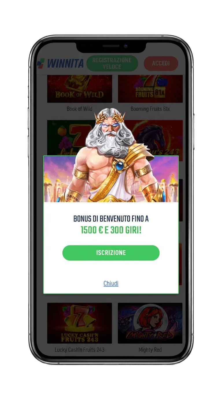 Winnita app su smartphone — schermata slot machine